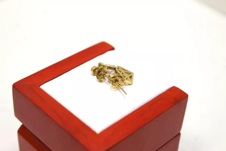 KOLCZYKI ZE STALI POZŁACANEJ DIAMENT Z CYRKONIĄ