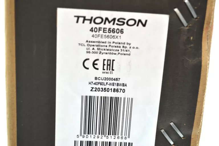 TV THOMSON 40FE5606 SMART TV + PILOT, PUDEŁKO