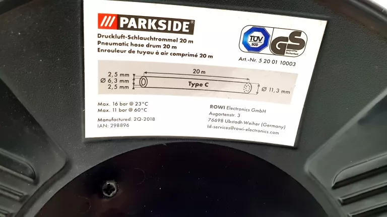 PARKSIDE WĄŻ DO SPRĘŻONEGO POWIETRZA PDST20 A1 20