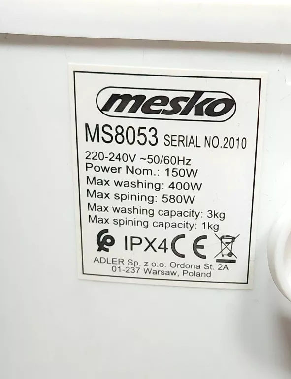 PRALKA WIRNIKOWA Z WIRÓWKĄ MESKO MS8053