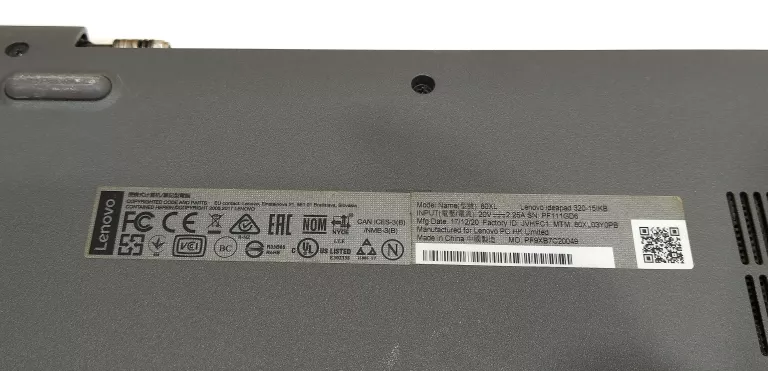 LAPTOP LENOVO IDEAPAD 320-15IKB I5/12GB/256GB
