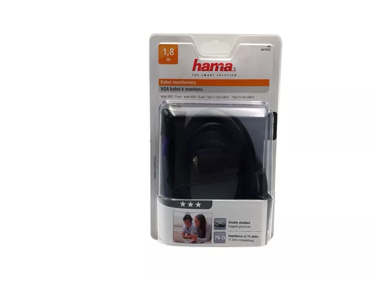 KABEL HAMA DO MONITORA VGA 15 PIN 1,8 M 041933