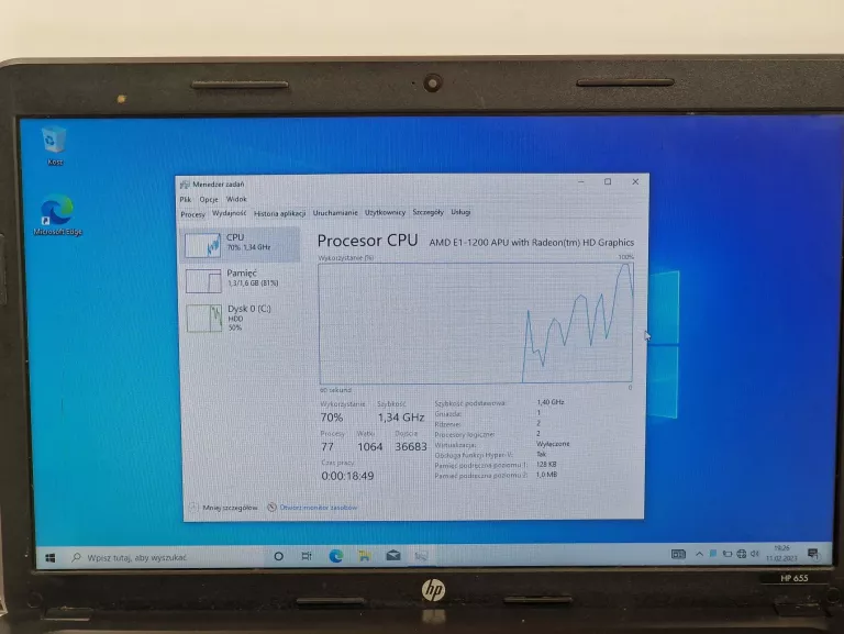 LAPTOP HP 655 NOTEBOOK  AMD E1-1200APU 2GB/240 GB