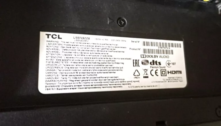 TELEWIZOR TCL U55X9006 X2 QLED KOMPLET NA CZĘŚCI!