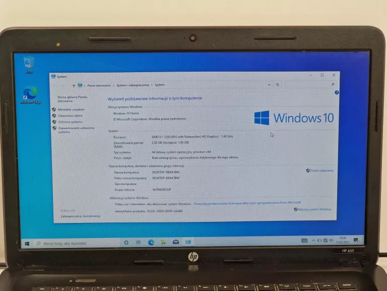 LAPTOP HP 655 NOTEBOOK  AMD E1-1200APU 2GB/240 GB