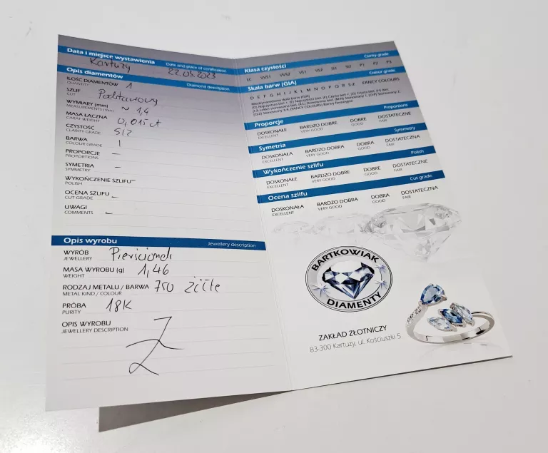 ZŁOTY PIERŚCIONEK ALA OBRĄCZKA Z DIAM.1,46 G R14