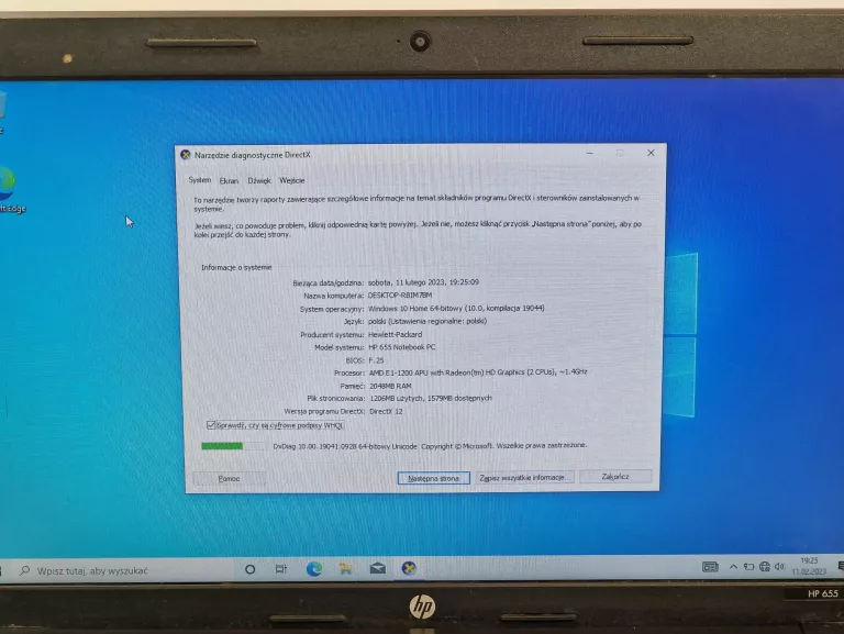 LAPTOP HP 655 NOTEBOOK  AMD E1-1200APU 2GB/240 GB