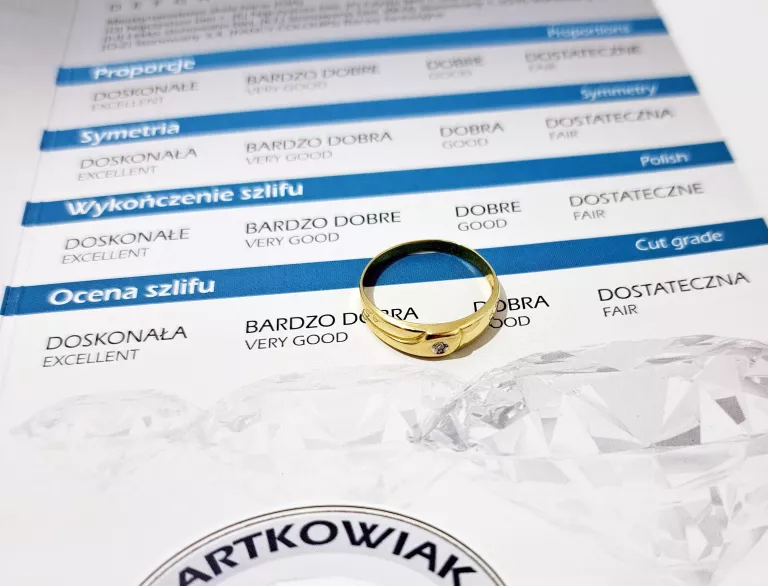 ZŁOTY PIERŚCIONEK ALA OBRĄCZKA Z DIAM.1,46 G R14