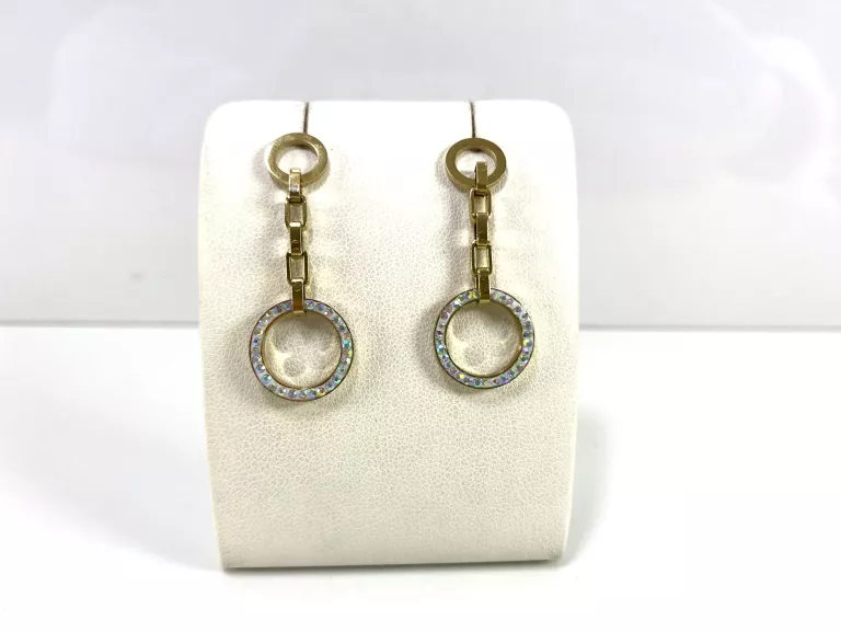 KOLCZYKI STAL POZŁACANA OKRĘGI ZDOBIONE MULTIKOLOR