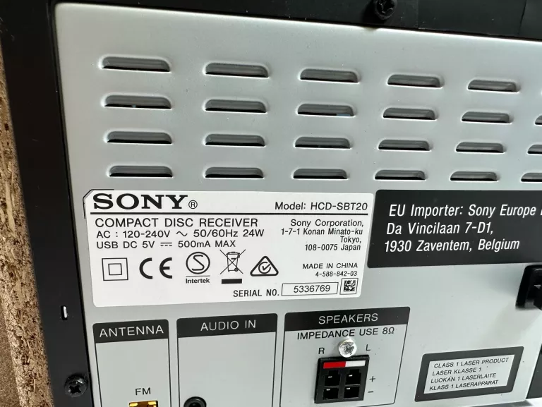 WIEŻA STEREO SONY CMT-SBT20 BEZ PILOTA + 1 PŁYTA