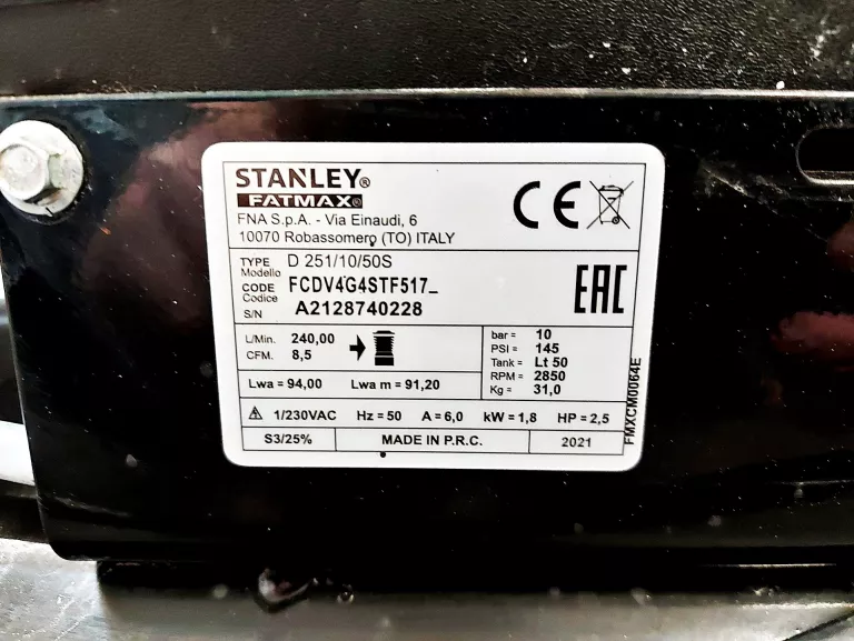 KOMPRESOR OLEJOWY STANLEY FCDV4G4STF517 50L 10BAR