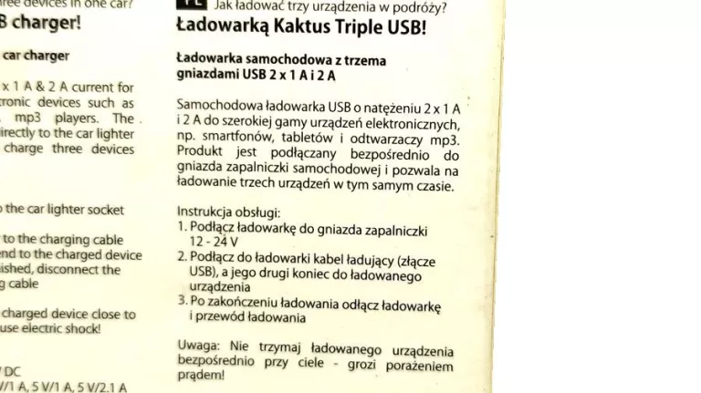 ŁADOWARKA SAMOCHODOWA KAKTUS TRIPLE USB