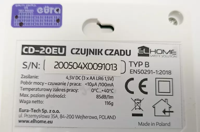 ZESTAW CZUJNIKÓW CZADU I GAZU EL HOME CSD-03N9