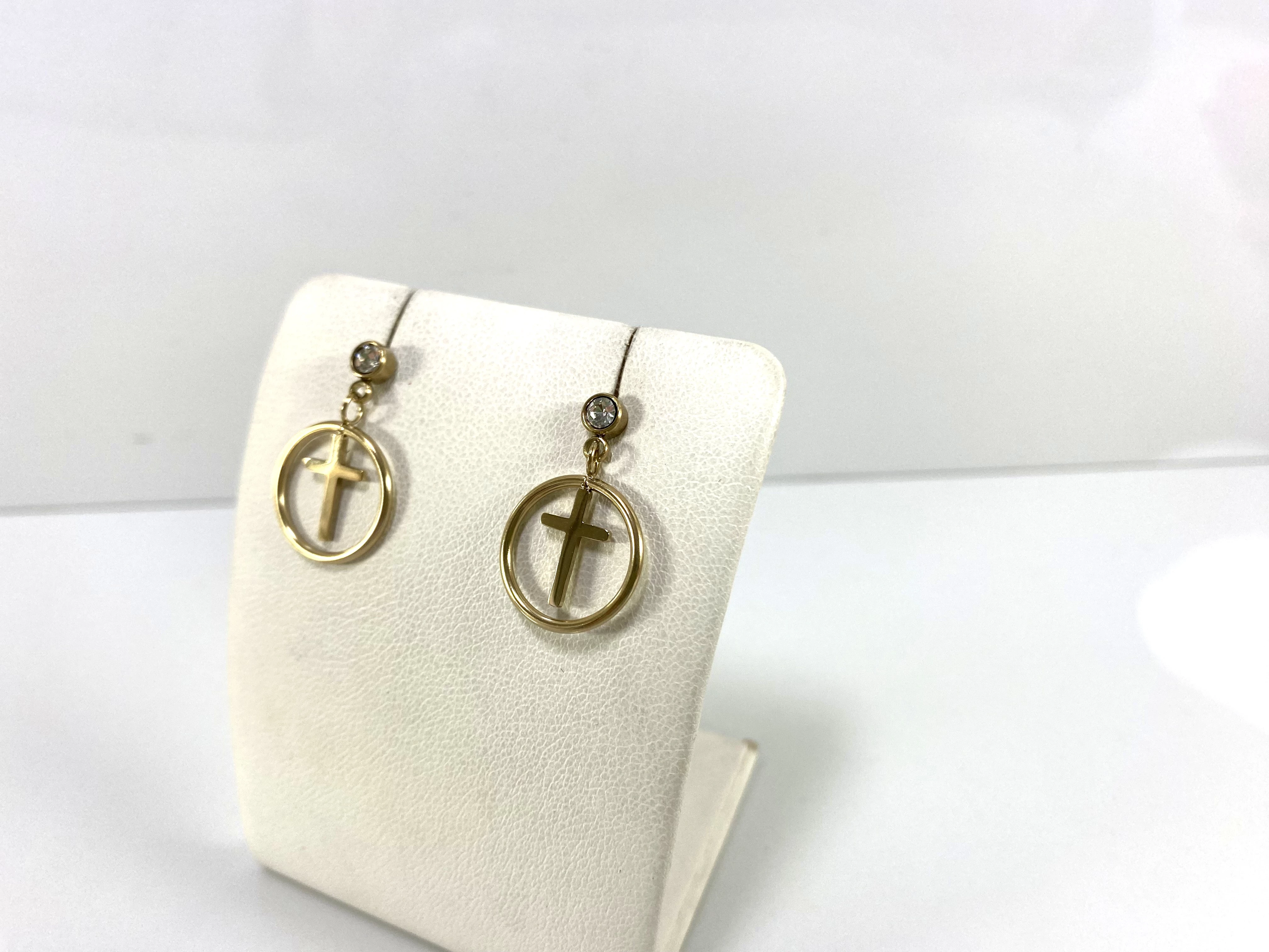 kolczyki-stal-pozlacana-krzyz-cyrkonia-okrag-rodzaj-2205-16