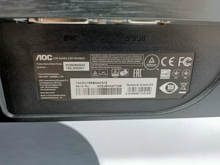 MONITOR AOC M2060SWDA2 FULL HD DVI 19,5 CALI