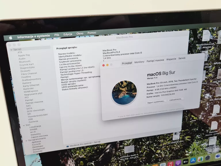 APPLE MACBOOK PRO 13 I5-8257 8GB 256GB A2159 2019