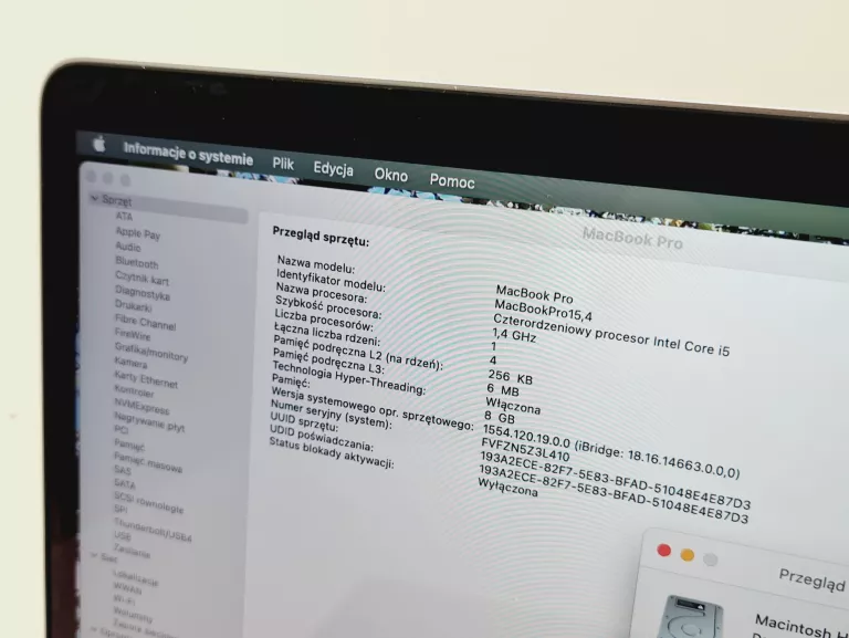 APPLE MACBOOK PRO 13 I5-8257 8GB 256GB A2159 2019