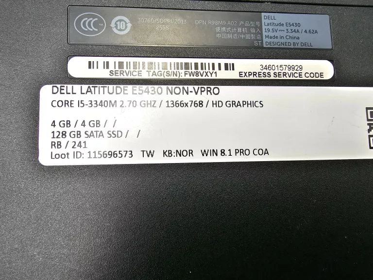 LAPTOP DELL ATIIDUTE E5430