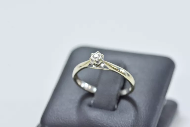 PIĘKNY DROBNY PIERŚCIONEK ZARĘCZYNOWY Z BRYLANTEM 1,61G ZŁOTO 14K 585