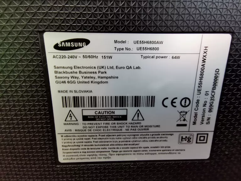 TELEWIZOR - SAMSUNG 55' UE55H6800AW