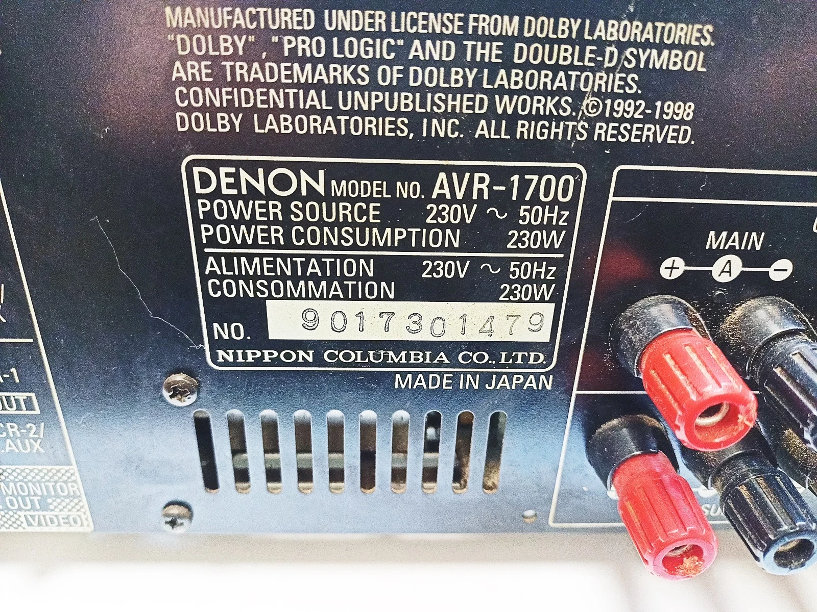 amplituner-denon-avr-1700-uszkodzony-stan-uzywany