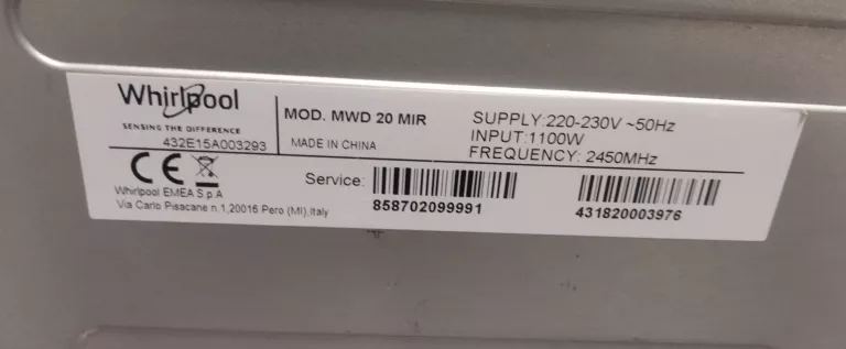 MIKROFALA WHIRLPOOL MWD 20 MIR