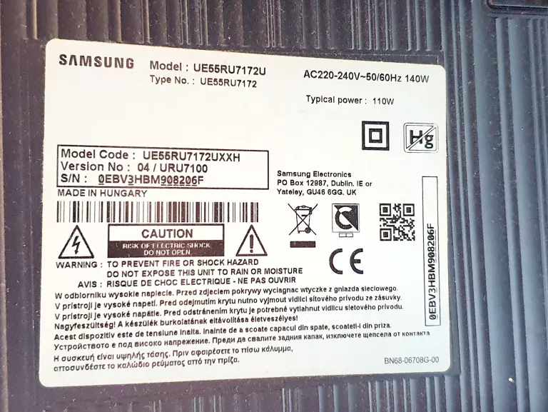 TELEWIZOR SAMSUNG UE55RU7172U PILOT BEZ KLAPKI