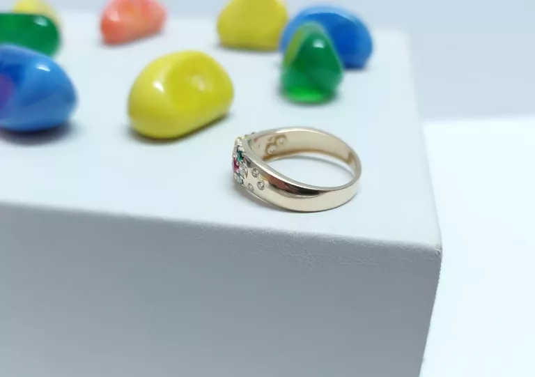 cudny-zloty-pierscionek-585-kolorowe-oczka-r13-stan-11323-2