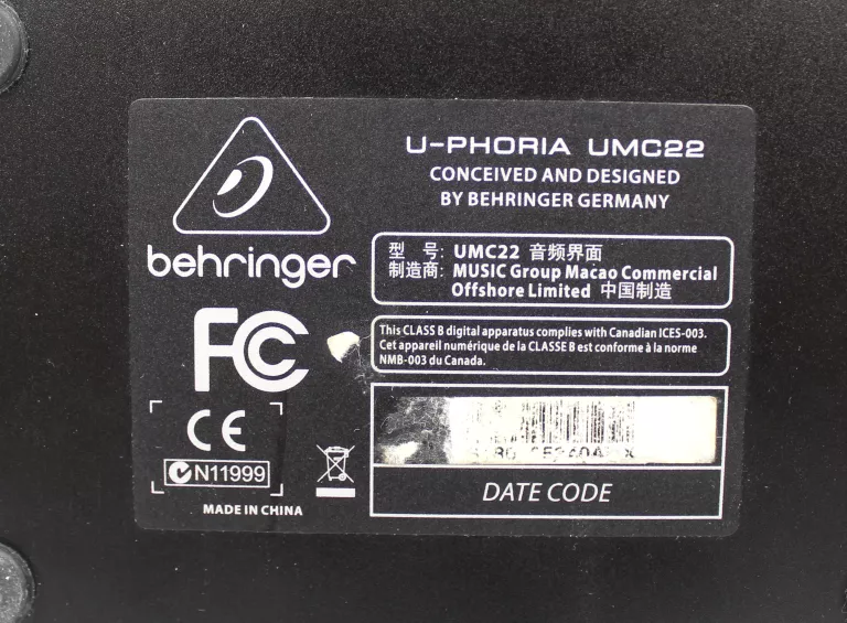 INTERFEJS USB BEHRINGER UMC22