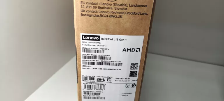 LAPTOP LENOVO THINKPAD L15 GEN 1 8GB 256 GB SSD