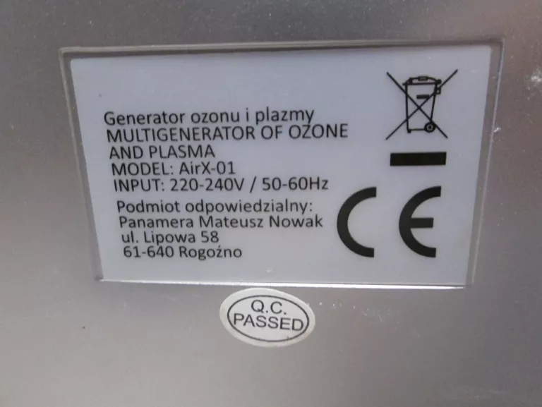 MULTIGENERATOR OZONU ORAZ PLAZMY AIRX OZONATOR