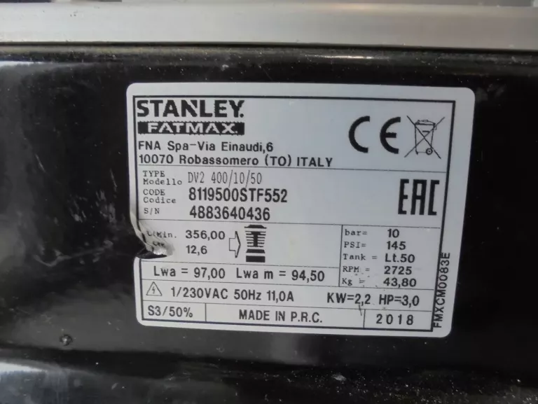 KOMPRESOR STANLEY FATMAX 50L DV2