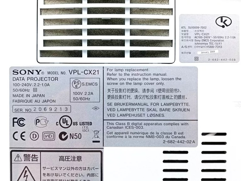 PROJEKTOR SONY VPL-CX21 PRZEBIEG:360H STAN BDB!