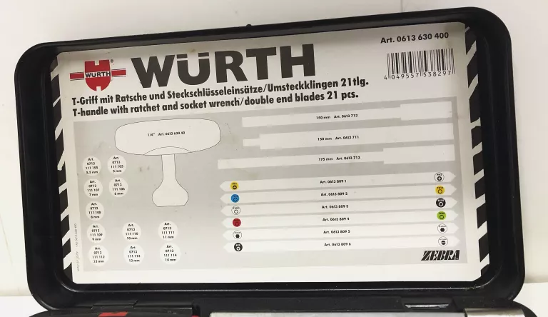 WURTH 0613630400 ZESTAW 21 ELEMENTÓW Z UCHWYTEM T