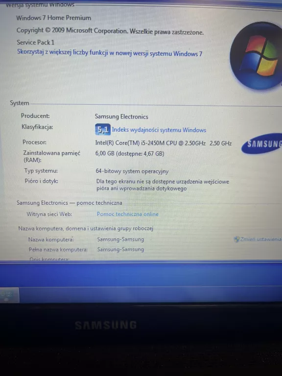 LAPTOP SAMSUNG NP3005E+ZASILACZ