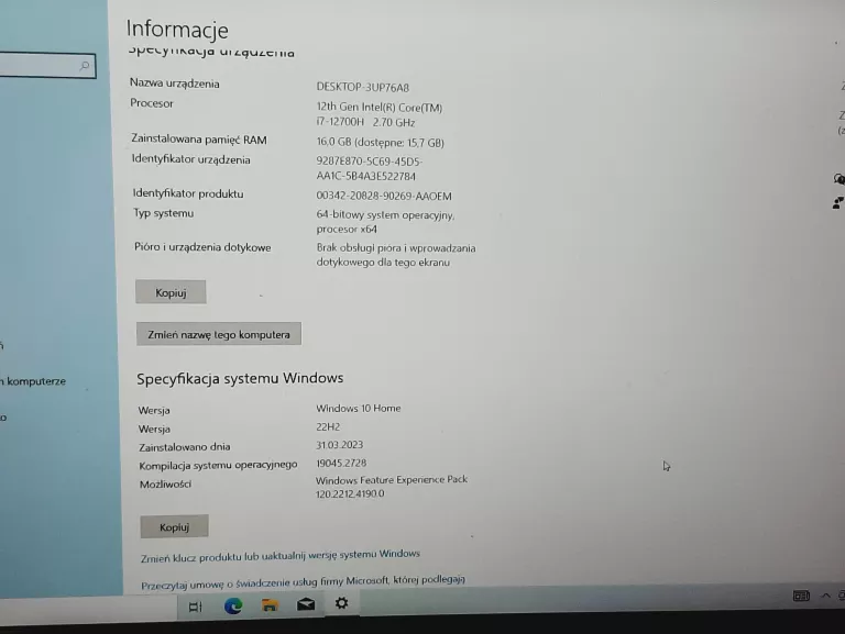 LAPTOP MSI GF66 I7-12700H  16/500 GB