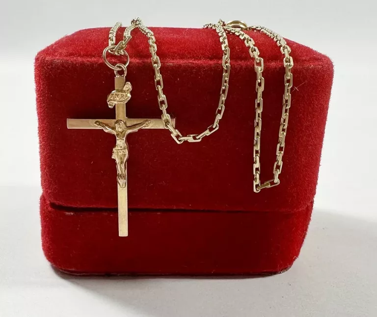 ZŁOTY ŁAŃCUSZEK Z ZAWIESZKĄ PRÓBY 583 / DŁ. 54 CM!