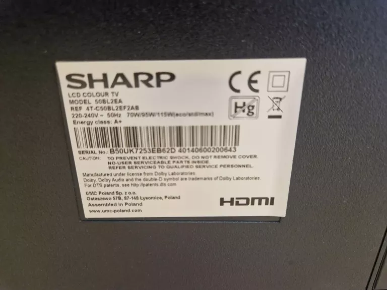 TELEWIZOR SHARP 50BL2EA UHD GWAR.!
