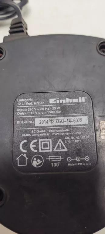 N2907 ŁADOWARKA EINHELL 12LI A72-1H 12V 1500MAH