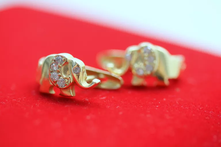 ZŁOTE KOLCZYKI SŁONIE CYRKONIA  P: 585  W: 3,16G