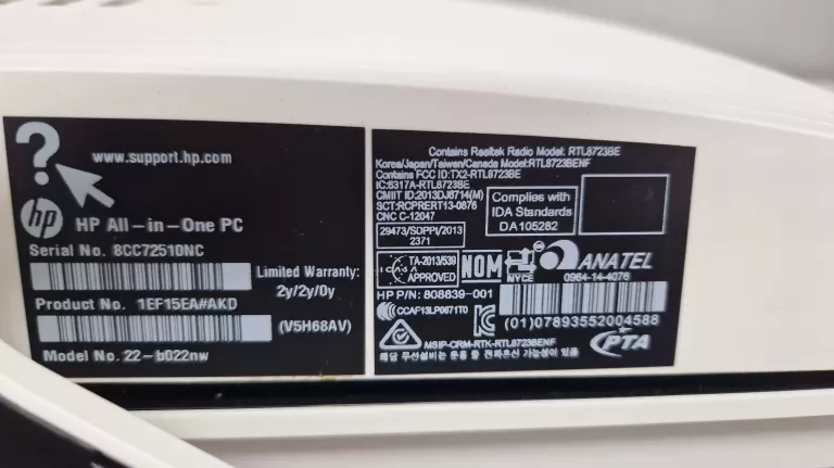 KOMPUTER ALL-IN-ONE HP 22-B022NW J3060/4GB/500GB
