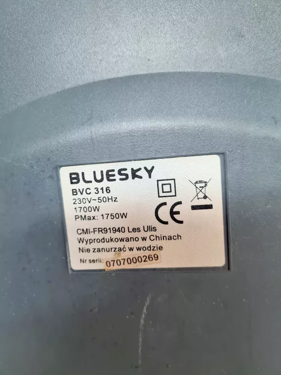 ODKURZACZ BEZWORKOWY BLUESKY CYCLOPOWER 1750 W