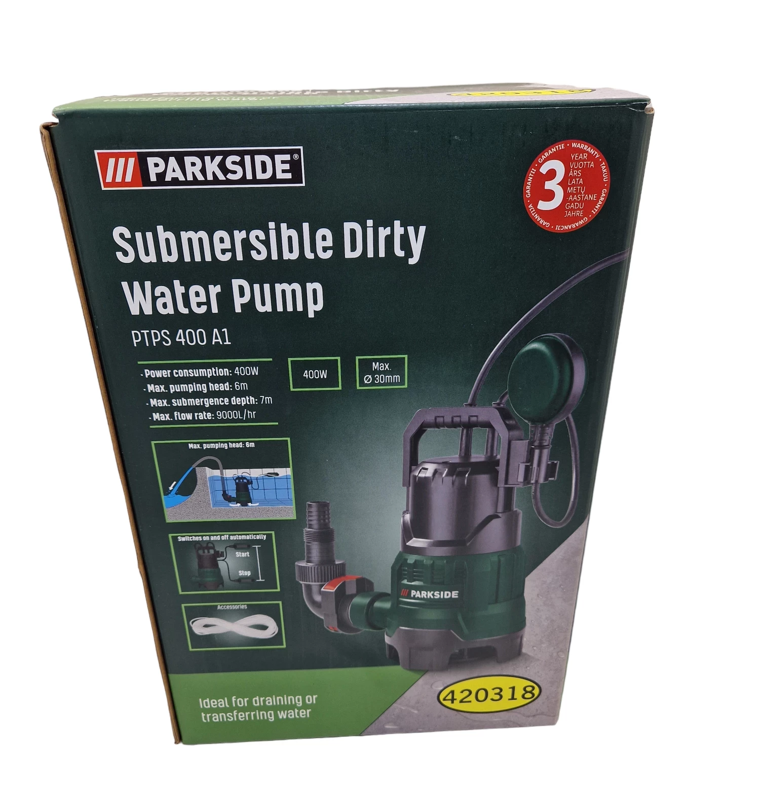 PARKSIDE POMPA ZANURZENIOWA DO BRUDNEJ WODY | Pompy i hydrofory