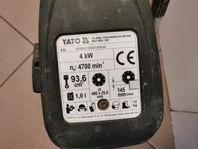 PRZECINARKA DO BETONU YT-84820 YATO 2021