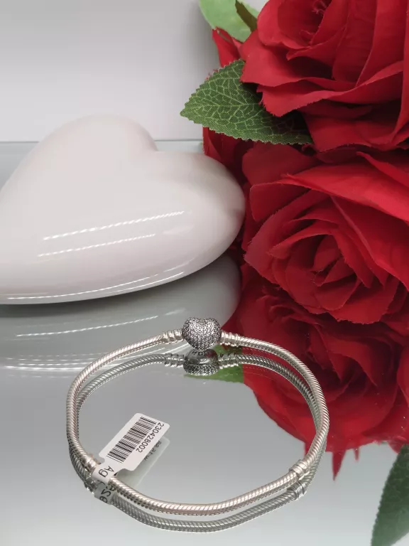 BRANSOLETKA PANDORA SERCE Z CYRKONIAMI 21CM ORI