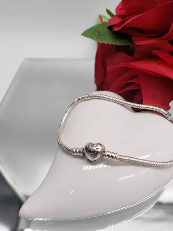 BRANSOLETKA PANDORA SERCE Z CYRKONIAMI 21CM ORI