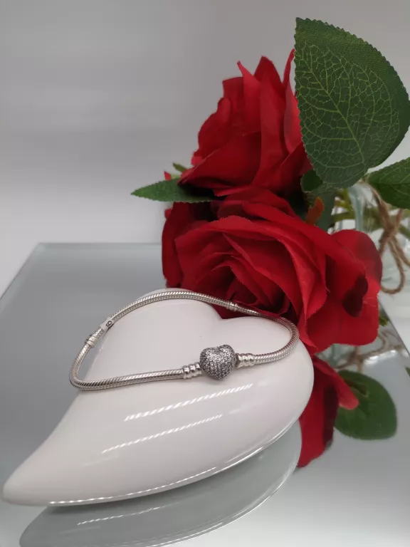 BRANSOLETKA PANDORA SERCE Z CYRKONIAMI 21CM ORI