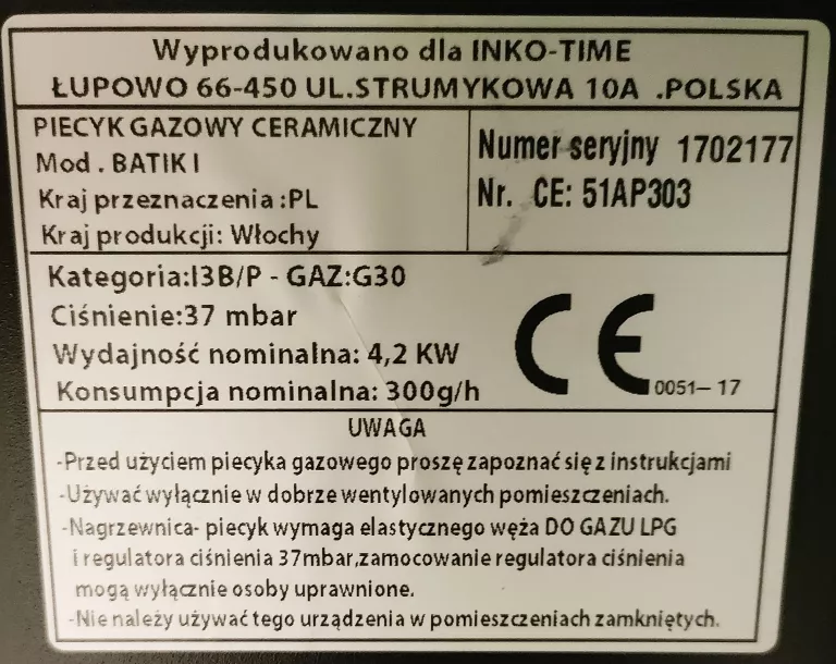 PIECYK GAZOWY ALPEN CAMPING 4.2 KW