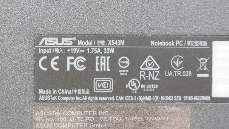 ASUS X543 CELERON N4000/4GB/256GB SSD/WIN10