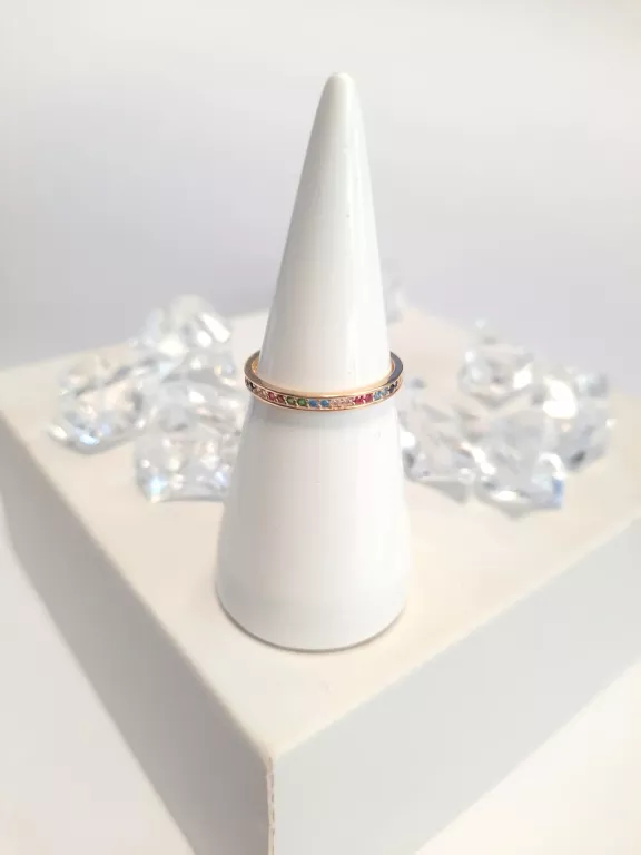 okazja-zloty-kolorowy-pierscionek-14k-stan-11323-2